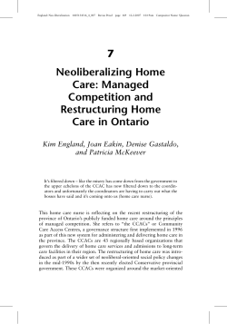 7 Neoliberalizing Home Care: Managed Competition and