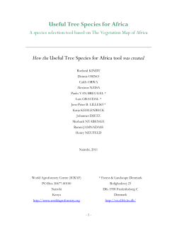 Useful Tree Species For Africa - Agroforestry