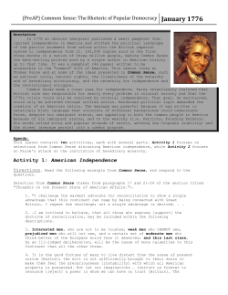 Common Sense: The Rhetoric of Popular Democracy