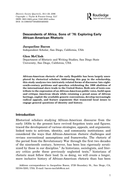 Descendents of Africa, Sons of `76: Exploring Early African
