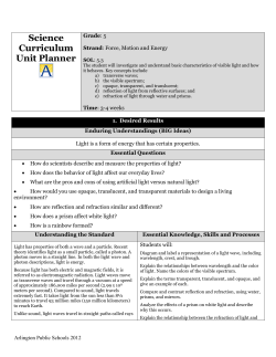Science Curriculum Unit Planner - Arlington Public Schools / Overview