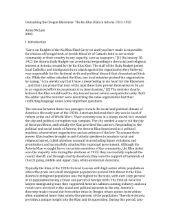 Unmasking the Oregon Klansman: The Ku Klux