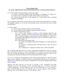 Texas Penal Code Sec. 30.06. TRESPASS BY LICENSE