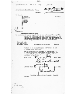 Minister of ine . APPROVED THIS roj AY OF .D. 1v47