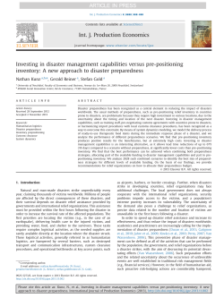 Investing in disaster management capabilities