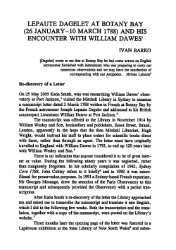 lepaute dagelet at botany bay