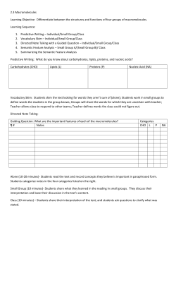 2.3 Macromolecules Learning Objective: Differentiate
