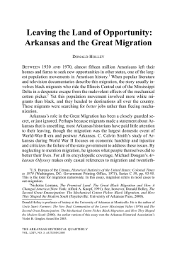 Leaving the Land of Opportunity: Arkansas and the Great Migration