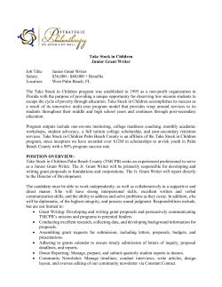 Take Stock in Children Junior Grant Writer Job Title: Junior Grant