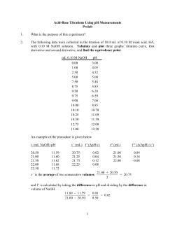 1 Acid-Base Titrations Using pH Measurements Prelab 1