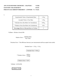 AHCC3 Percentage Error Worksheet - Answers
