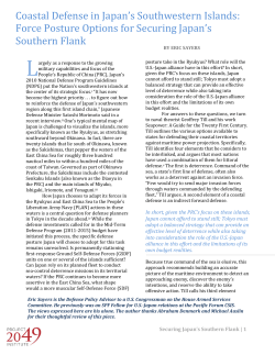 Coastal Defense in Japan`s Southwestern Islands: Force Posture