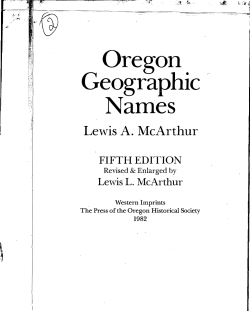 Oregon Geographic Names Fifth Edition