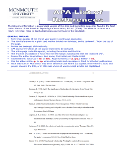 APA List of References