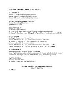 PROGRAM FOR HOLY WEEK AT ST. MICHAEL PALM SUNDAY