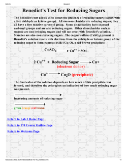 Benedict`s Test for Reducing Sugars