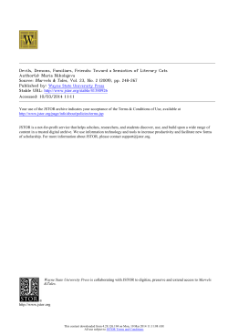Devils, Demons, Familiars, Friends: Toward a Semiotics of Literary