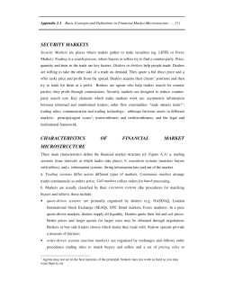 SECURITY MARKETS CHARACTERISTICS OF FINANCIAL