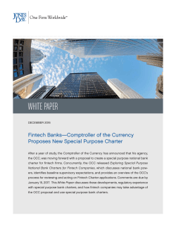Fintech Banks&mdash;Comptroller of the Currency Proposes