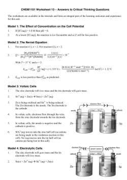CHEM1101 Worksheet 13 &ndash; Answers to Critical Thinking Questions