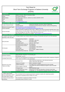 Fact Sheet for Short-Term Exchange Programs at Saitama University