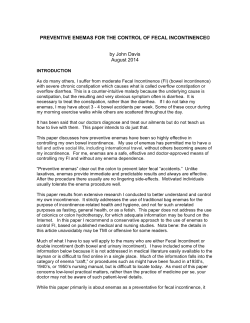 Preventive Enemas for Fecal Incontinence by John Davis