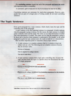 The Topic Sentence
