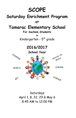 Saturday Enrichment Program Tamarac Elementary School