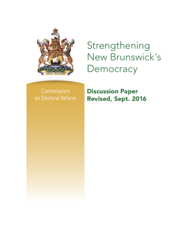 Strengthening New Brunswick`s Democracy &ndash; Discussion Paper