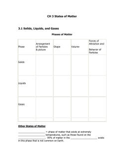 CH 3 States of Matter 3.1 Solids, Liquids, and Gases