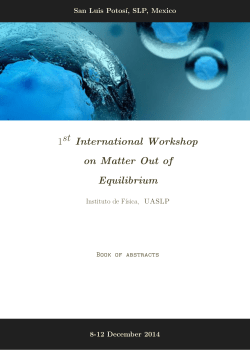 1 st International Workshop on Matter Out of Equilibrium