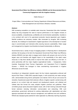 Queensland Rural Water Use Efficiency Initiative (RWUEI) and Its