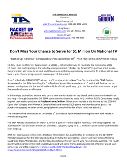 Serve for $1 Million on National TV