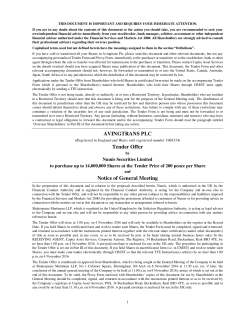 AVINGTRANS PLC Tender Offer Notice of General Meeting