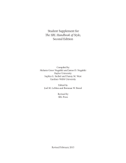 Student Supplement for The SBL Handbook of Style