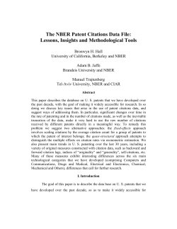 The NBER Patent Citations Data File: Lessons, Insights and
