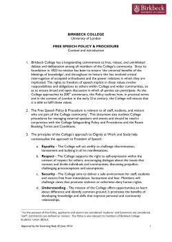 BIRKBECK COLLEGE University of London FREE SPEECH POLICY