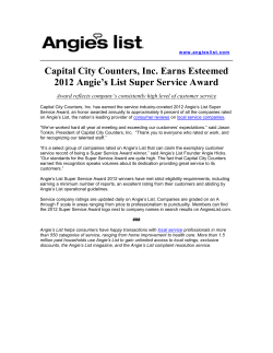 Capital City Counters, Inc. Earns Esteemed 2012 Angie`s List Super