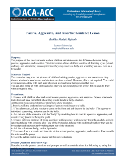 Passive, Aggressive, And Assertive Guidance Lesson