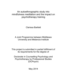 An autoethnographic study into mindfulness meditation and the