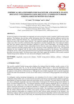 empirical relationships for magnitude and source-to-site