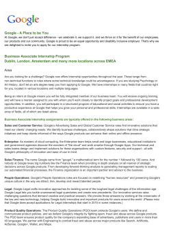 Google A Place to be You Business Associate Internship Program