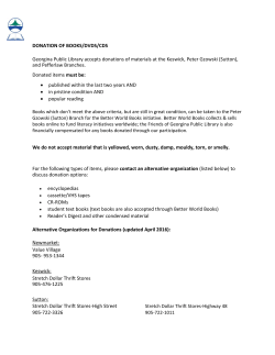 DONATION OF BOOKS/DVDS/CDS Georgina Public Library accepts