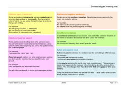 Sentence types learning mat