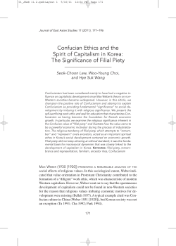 Confucian Ethics and the Spirit of Capitalism in Korea: The