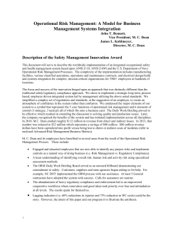 Operational Risk Management: A Model for Business Management