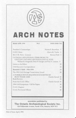 ARCH NOTES - Ontario Archaeological Society