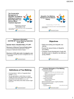 Objectives Definitions of Toe-Walking