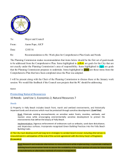 Planning Commission Needs and Goals Priorties