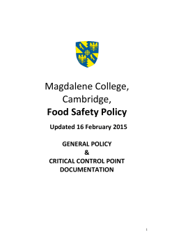 Food Safety Policy - Magdalene College